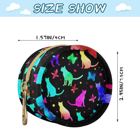 Cat Pattern Round Pacifier Storage Case with Zipper, Portable Pacifier Case for Travel, Diaper Bag & Purse, Pacifier