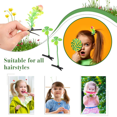 30 Pcs Mixed Style Bean Sprout Hair Clips, Plant Hairpins & Butterfly Headwear for Women and Girls