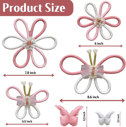 KUNHEHO Set 6 Butterfly Wall Decor of Daisy Flower Boho Nursery Wall Dcor Bohemian Macrame Woven Rattan Wall Hanging