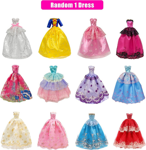 MEZHIFA 35 11.5 Inch 2 3 3 4 4 2 5 10 Pieces Doll Clothes and Accessories for Girl Dolls, Random Wedding Dresses
