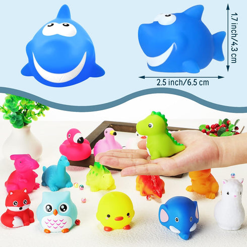 24 Packs Swimming Baby Bath Light Up Toys, Floating Rubber Animal Toys for Toddlers Infant Kids Boys Girls Flashing
