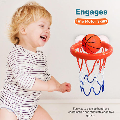 Bath Toys, Bathtub Basketball Hoop for Toddlers with 4 Soft Balls, Mold Free & Strong Suction Cup