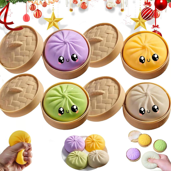YAGUAN 4 PCS Big Glitter Dumpling,Dumpling Squishy, Rainbow Dumplings, Cute Anxiety Relief Fidget,