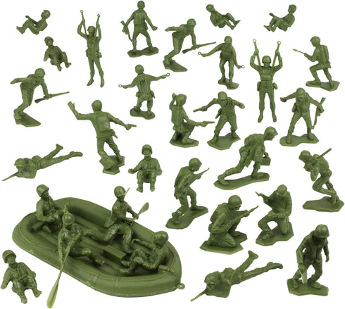 BMC Marx Plastic Army Men US Soldiers, 31pc OD Green WW2 Figures, Made in USA