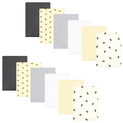 Hudson Baby Unisex Baby Flannel Burp Cloth 12pk, One Size, Honey Bee