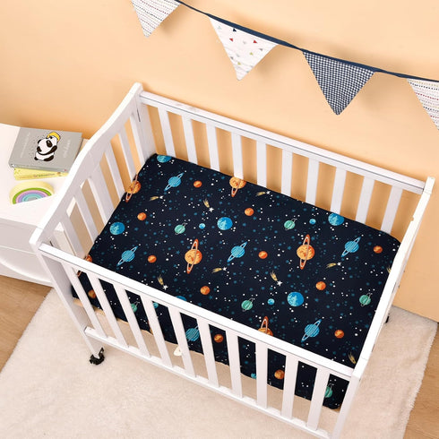 3 Pack Pack Pack PHF Soft Mini Crib Sheets, Space Silky N Play Sheets for Baby Boys Girls Neutral, Universal Fit for N