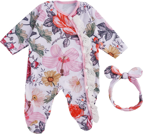 BABESIDE 2 Pcs Reborn Baby Doll Clothes with Headband for 17-22 Inch