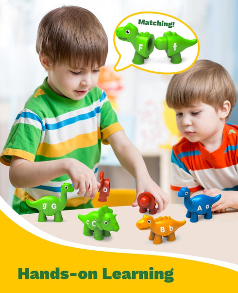 26PCS 18M+, 3 4 5 Dinosaur Alphabet Learning Toys for Montessori Educational Toys for Year Old, Toddlers Preschool