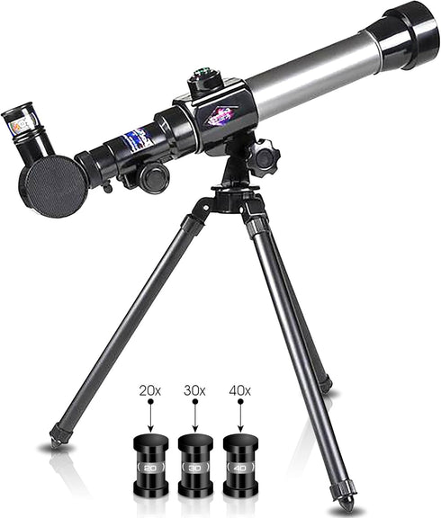 ArtCreativity 3 (20x, 30x, 40x) 3+ Kids Telescope for Beginners with Tripod Stand & Eyepieces | Educational Astronomy