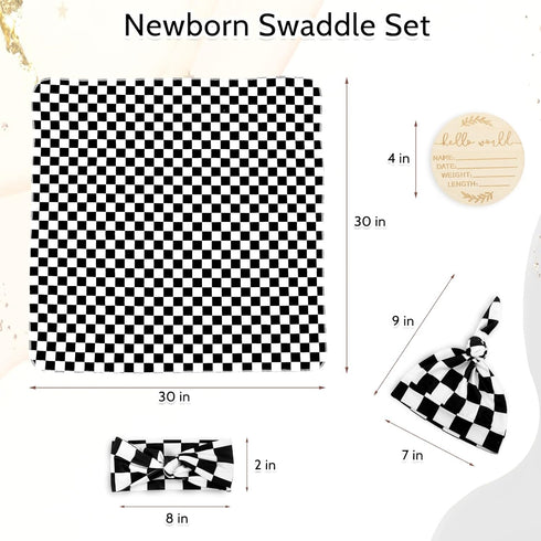 4-Pack Set TANOFAR Newborn Swaddle Blanket for Baby Girls & Boys, Ultra Soft Receiving Blankets with Matching Headband