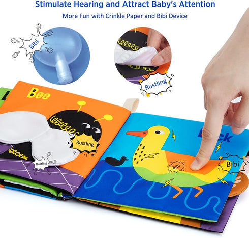 Soft Baby Books by beiens, High Contrast NonToxic Fabric Touch and Feel Crinkle Books for Infants Toddlers