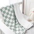 Green Checkerboard Nursing Pillow Cover with Matching Baby Blanket