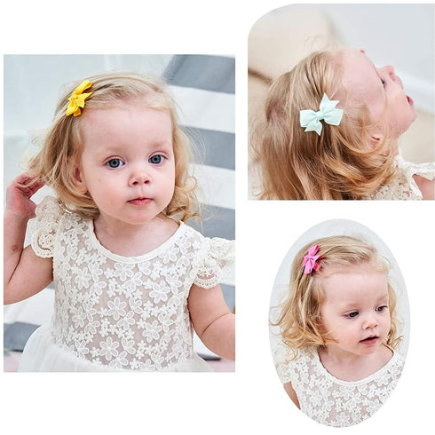Baby Hair Clips 60PCS - 2" Fully Lined Tiny Hair Bows Alligator Clips for Infants and Toddlers