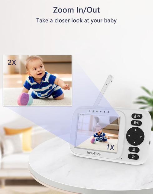 HelloBaby 3.2" 2-Way 8 Adjustment,1000ft,ECO,USB HB2438 Monitor No WiFi Video Baby Monitor with Camera and Audio