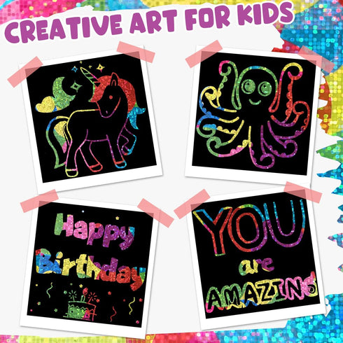 ZMLM Stocking Stuffers Gift for Kids, 165 Holographic Rainbow Scratch Paper Art Mini Notes Cards, Party Favor Supplies