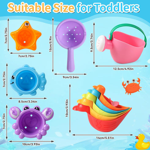 1-3 10 1 2 3 4 5 6 Toddler Bath Toys for Kids Ages PCS Baby Bath Toys Mold Free with Multi Color & Shape Stacking Cups