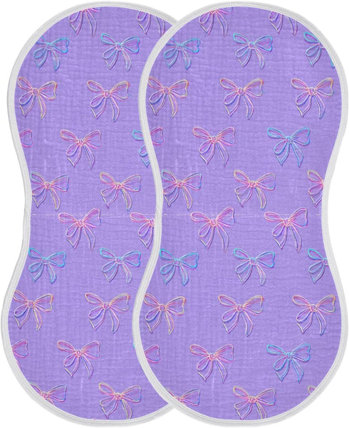 decor gift 4 Pack 22x11in Cotton Muslin Burp Cloths Easy Care Neon Ocean Pink Bow wash Cloth for Newborns