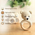 Generic Set 0-12 Organic Crochet Bear Baby Rattle Toy - Handmade Newborn Gift with Teether & Pacifier Holder - BPA-Free