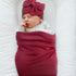DRESHOW BQUBO Newborn Receiving Blanket Bow Hat Gloves Set, Cotton Warm Baby Swaddle Blanket Wrap, Shower Gift