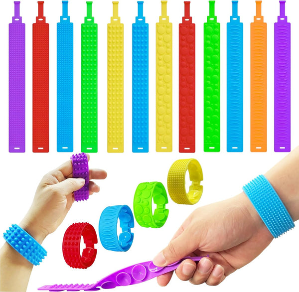 Fidget Sensory Toys for Autism,12PCS Sensory Items Autism Bracelet for Kids Audlts,Fidget