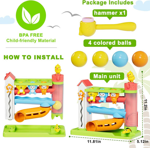 1+ 12-18 1 2 Ussybaby Toddler Musical Toys for Years Old Boy,Motor Skills Developmental Baby Toy Months,Bilingual