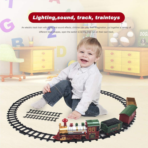 Set Sets 11.5 Playset Classic Christmas Train with Lights and Sounds Railway Tracks Battery Operated Train Toy Models