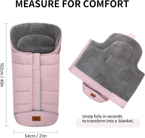 Miracle Baby Bunting Bag for Stroller, Warm Fleece Footmuff with Zippers, Convertible Infant Toddler Sleeping Bag