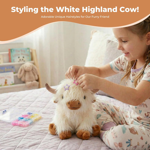 LURKOMEMO White Highland Cow Microwavable Weighted Stuffed Animals,Lavender Scented Heating Pad for Period