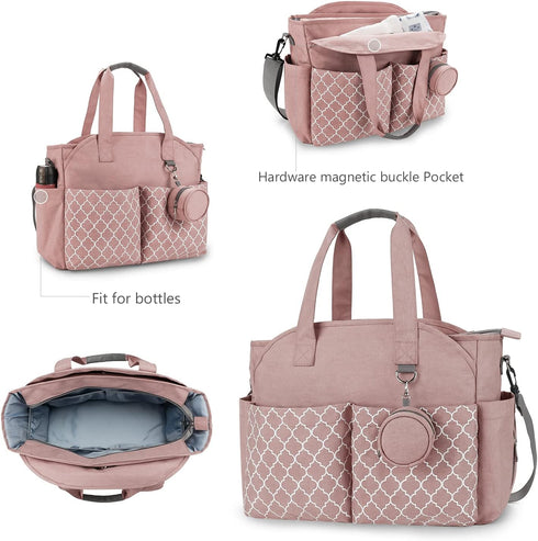 Lmbabter Multi-Function Diaper Tote with Changing Station - Adjustable Shoulder Strap