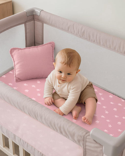 FILLEEP Pack 2-Pack Pack 38" 26" and Play Sheets Fitted, Mini Crib Sheets for N Play Mattress, Stretchy Playpen Sheet