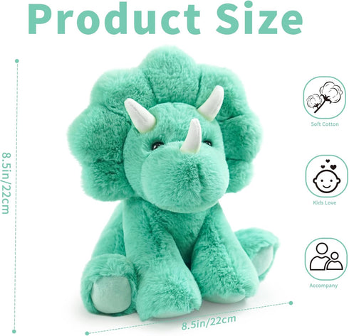 Hideekoog 8.5 Inch Triceratops Stuffed Animal Toys, Soft and Cuddly Triceratops Plush Animals Toy, Cute and Realistic