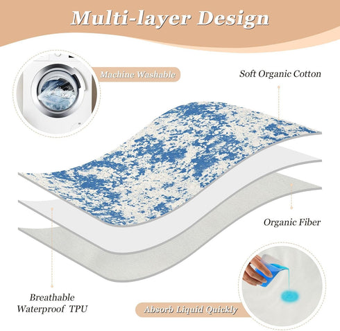 siphylline 52" 34" White Blue Mottled Retro Extra Large Resuable Potty Training Pad Water Resistant Potty Training Pads
