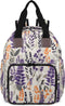 Eativisa Lavender flowers Diaper Bag Backpack-Multi-functional mother and baby bag Thermal compartment USB