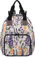 Eativisa Lavender flowers Diaper Bag Backpack-Multi-functional mother and baby bag Thermal compartment USB