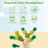 3+ PlanToys Mini Balancing Cactus | Montessori Wooden Toy for Toddlers | STEM Game for Fine Motor Skills, Logic