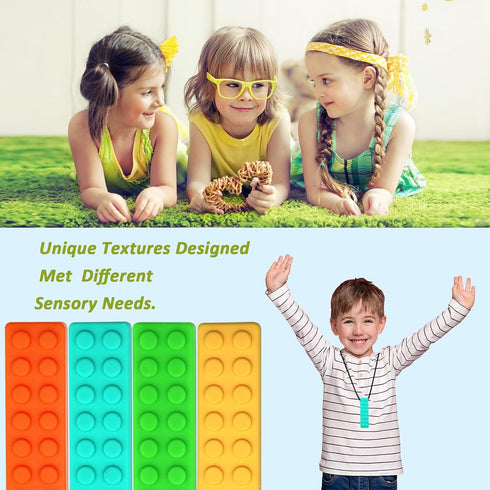 7 Pack Chew Necklaces for Sensory Kids, Chewy Necklace Bundle for Boys Girls and Adults with Autism, ADHD, SPD