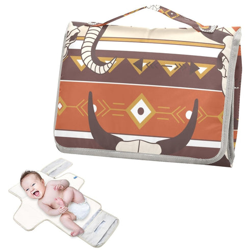 WELLDAY Western Aztec Portable Diaper Changing Pad - Waterproof Foldable Baby Diaper Changing Pad with Built-in Pillow