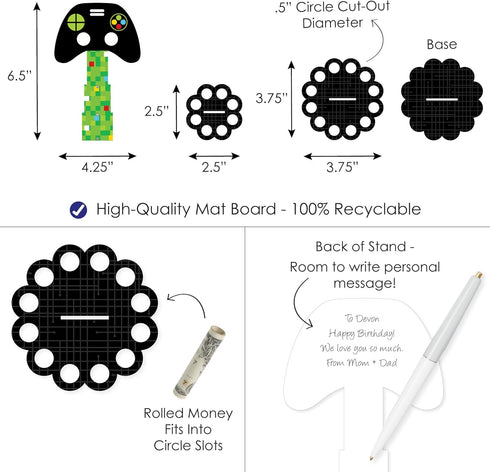 Big Dot of Happiness Game Zone - DIY Pixel Video Game Party or Birthday Money Holder Gift - Cash Cake