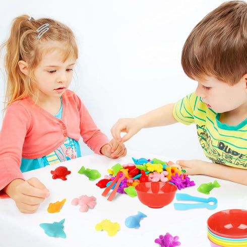 AMOR PRESENT 64PCS Counting Animals for Toddlers, Ocean Animal Matching Game Montessori Educational Toys