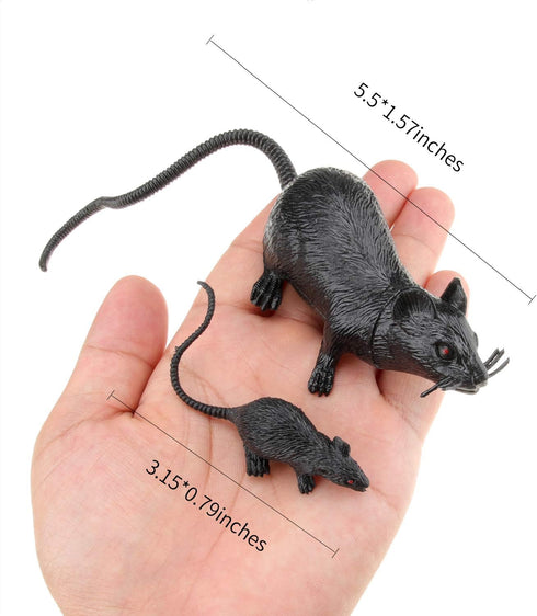 Boao 33 Pcs Plastic Fake Rat Toys, Realistic Halloween Pranks Mice Decorations for April Fools Day Party Supplies