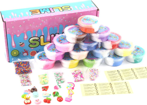 15 Pack Two-Toned Butter Slime Kit for Girls, Super Soft Non-Sticky Toy, DIY Educational Slime Toys
