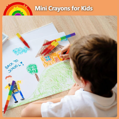 DueHoppee 18 Crayon,12-Colors-in-1 (18) Pcs Stackable Crayons,Mini Crayons for Kids Party Favors,Bulk Stacking