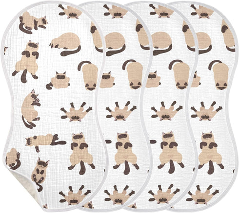 YYZZH Sleeping Cats Siamese Colorpoint Cat Muslin Burp Cloths for Baby 4 Pack