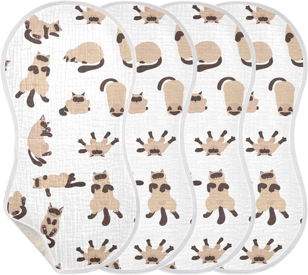 YYZZH Sleeping Cats Siamese Colorpoint Cat Muslin Burp Cloths for Baby 4 Pack