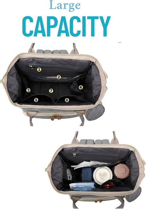 Sweet BB Backpack Baby Diaper with Changing Pad, Waterproof, USB Port, Large Capacity (Gray)