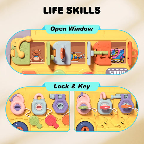 3 4 5 iPlay, iLearn Toddler Busy Bus Toy, Kids Take Apart School Bus W/Tools, Steering Wheel & Gears, Push Go Assemble