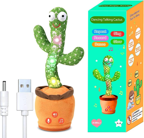 Rechargeable Dancing Talking Cactus Baby Toys 0-6 3-6 6-12 12-18 Months, Toddler