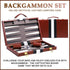 Backgammon Sets for Adults - 15 Inch Brown Classic Board Game with Premium Leather Case, Portable