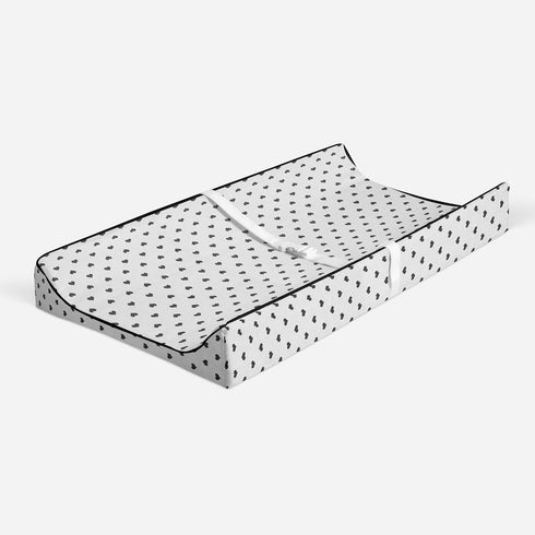 Hearts Black Muslin Quilted Changing Pad Cover by Bacati