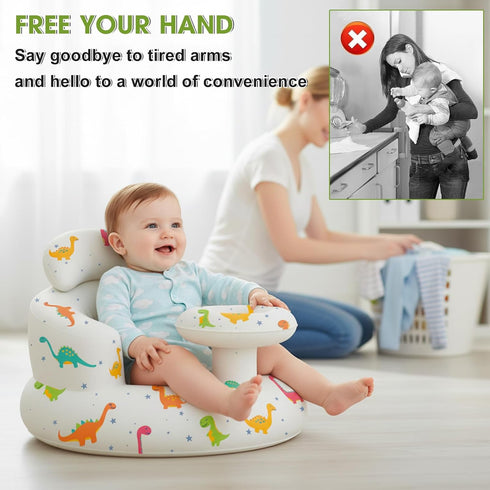 TIDNNS 3-36 Inflatable Baby Seat with Tray and Built-in Air Pump, Months Baby Floor Seat for Sitting Up, Portable Blow